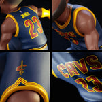 LeBron James collectible figurine in a blue Cleveland Cavaliers Jersey 
